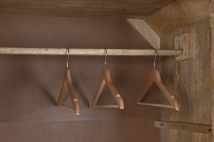 Armario 2 Puertas Madera Ratán, 100X55X190 Cm