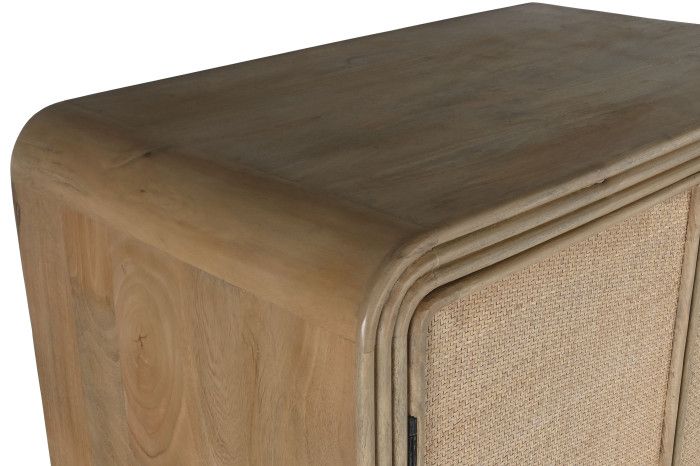 Armario 2 Puertas Madera Ratán, 100X55X190 Cm