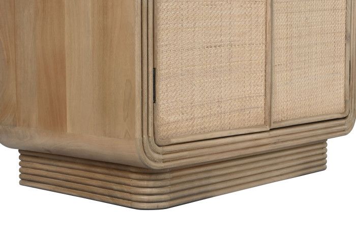 Armario 2 Puertas Madera Ratán, 100X55X190 Cm