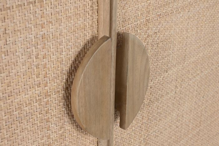Armario 2 Puertas Madera Ratán, 100X55X190 Cm