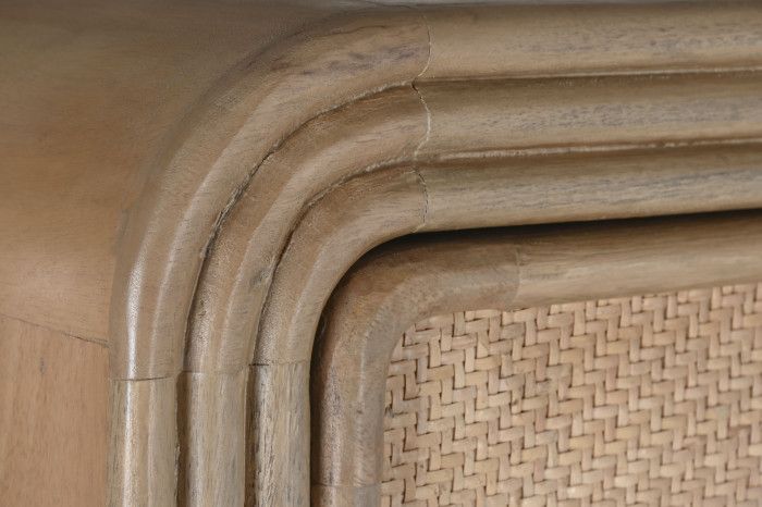 Armario 2 Puertas Madera Ratán, 100X55X190 Cm