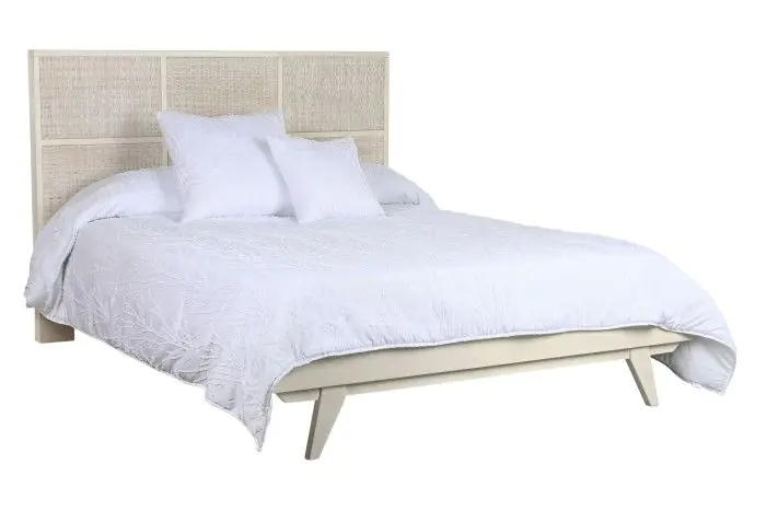 Cama Madera Mango Ratán 167X212X120 Blanco Roto