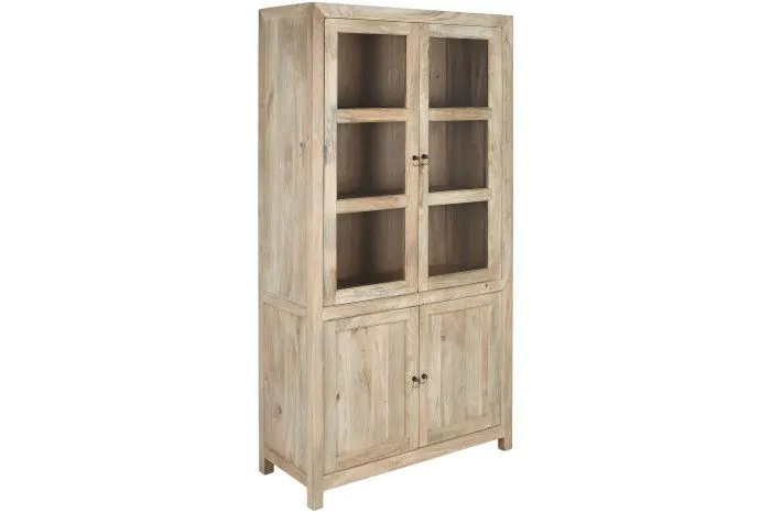Vitrina 2 Puertas Cristal 2 Puertas Madera Mango, 90 Cm