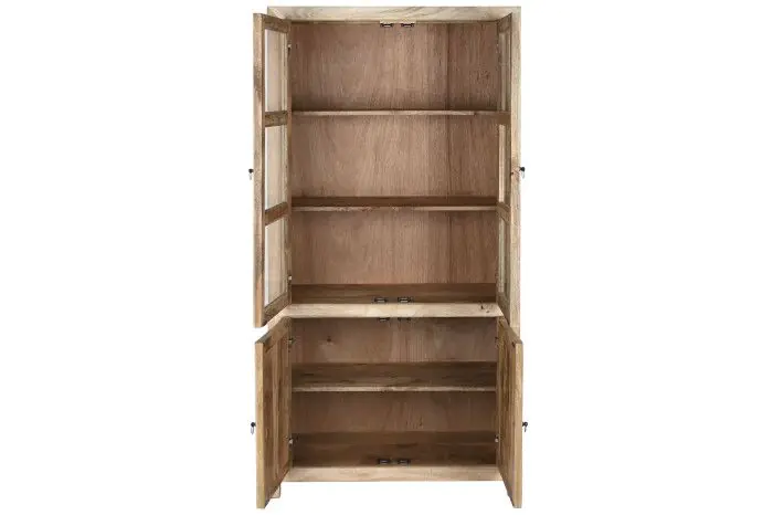 Vitrina 2 Puertas Cristal 2 Puertas Madera Mango, 90 Cm