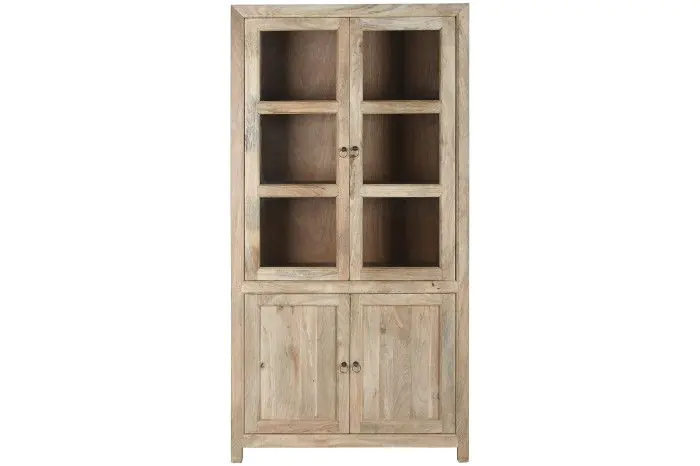 Vitrina 2 Puertas Cristal 2 Puertas Madera Mango, 90 Cm