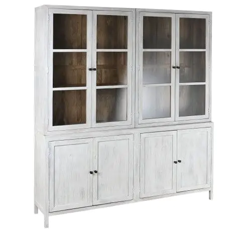 Vitrina Cristal Madera Mango Blanco 200X45X230 Cm