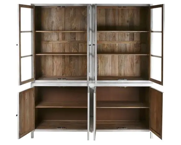 Vitrina Cristal Madera Mango Blanco 200X45X230 Cm