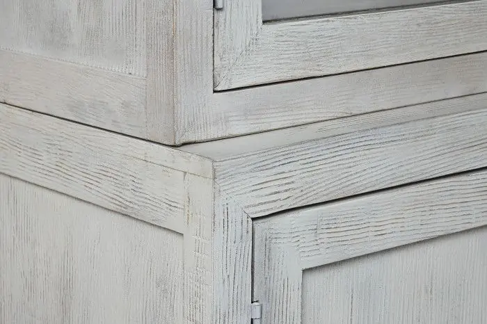 Vitrina Cristal Madera Mango Blanco 200X45X230 Cm
