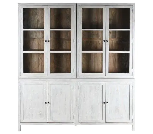 Vitrina Cristal Madera Mango Blanco 200X45X230 Cm