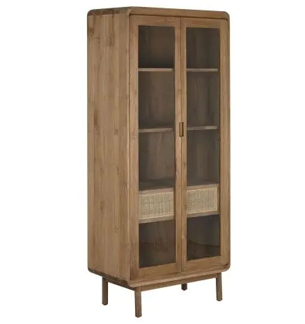 Vitrina Cristal Madera Teca 80X45X190 Natural