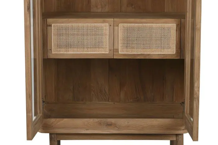 Vitrina Cristal Madera Teca 80X45X190 Natural