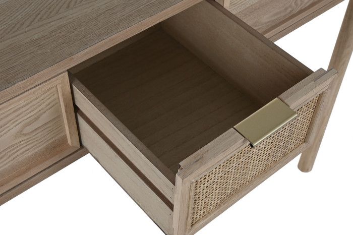 Consola Madera Abeto Ratán, 108X40X77 Cm