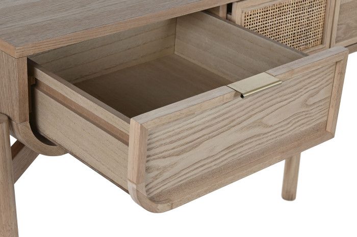 Consola Madera Abeto Ratán, 108X40X77 Cm