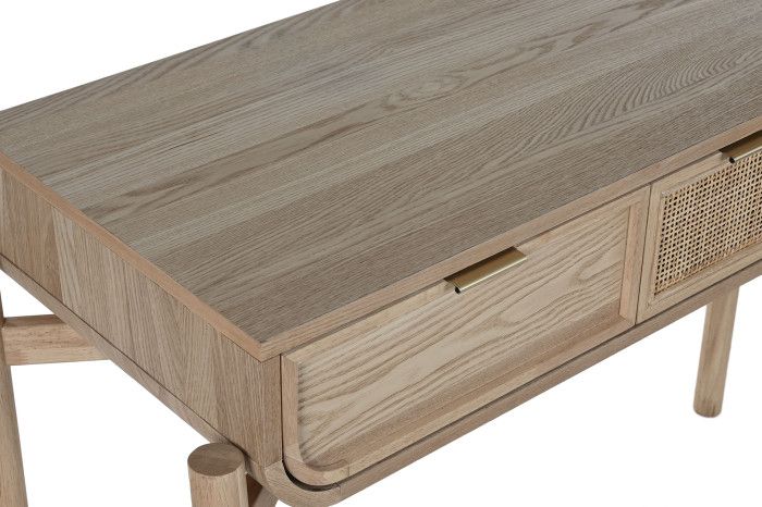 Consola Madera Abeto Ratán, 108X40X77 Cm