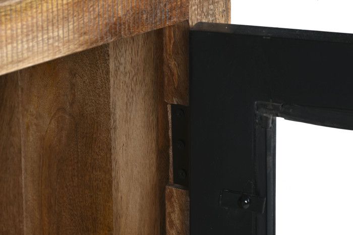 Vitrina Madera Mango Hierro 4 Puertas, 100X40X200 Cm