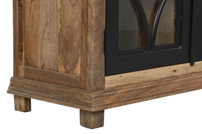 Vitrina Madera Mango Hierro 4 Puertas, 100X40X200 Cm