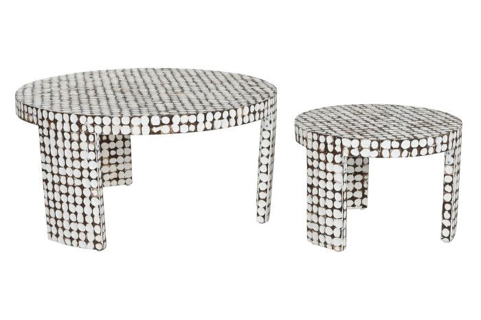 Set 2 Mesas Centro Corteza Coco Decapé 90X90X45 Cm
