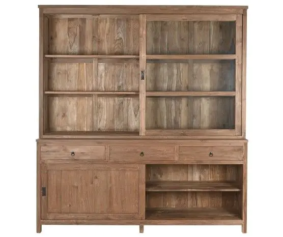 Vitrina Doble Madera Teca Reciclada, 200X50X220 Cm