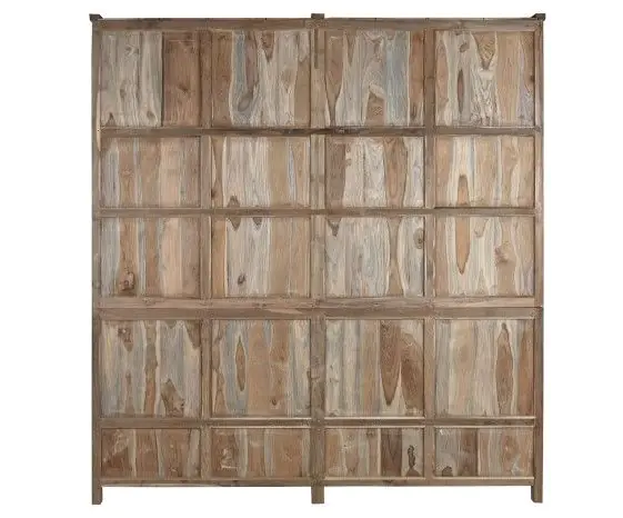 Vitrina Doble Madera Teca Reciclada, 200X50X220 Cm