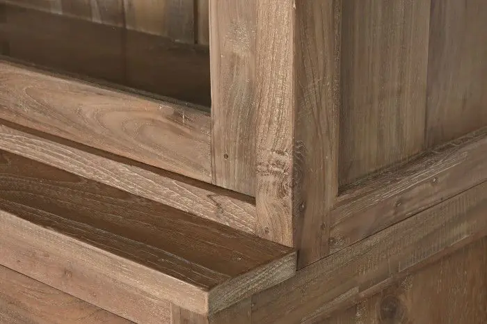 Vitrina Doble Madera Teca Reciclada, 200X50X220 Cm