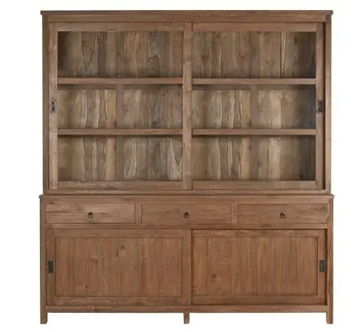 Vitrina Doble Madera Teca Reciclada, 200X50X220 Cm