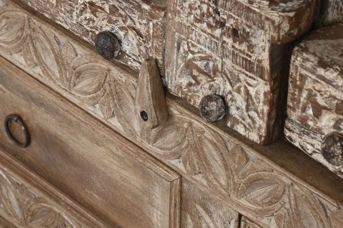 Armario Artesano Madera Teca Natural, 122X51X216 Cm