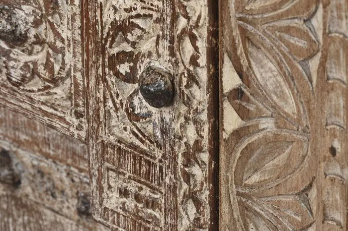 Armario Artesano Madera Teca Natural, 122X51X216 Cm