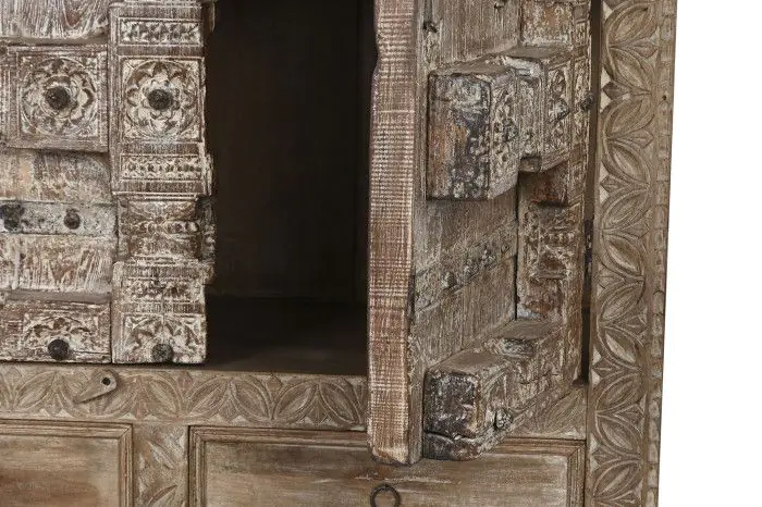 Armario Artesano Madera Teca Natural, 122X51X216 Cm