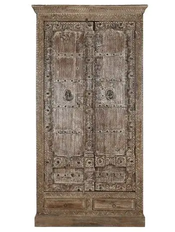 Armario Artesano Madera Teca Natural, 122X51X216 Cm