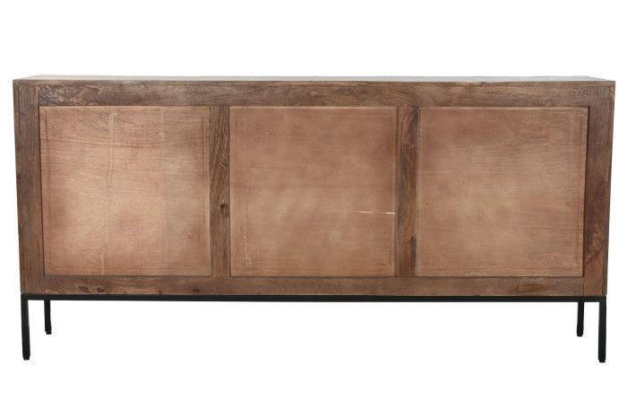 Aparador Madera Mango Tallado Blanco Metal, 180 Cm