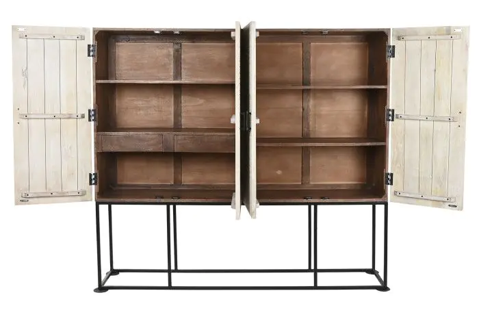 Armario Doble Tallado Blanco Madera Mango Metal, 180 Cm