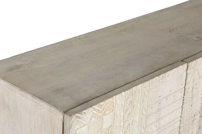 Armario Doble Tallado Blanco Madera Mango Metal, 180 Cm