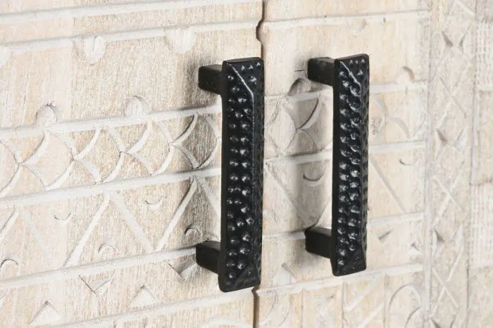 Armario Doble Tallado Blanco Madera Mango Metal, 180 Cm