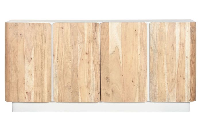 Aparador 4 puertas nórdico en madera de mango y de acacia blanco y natural.