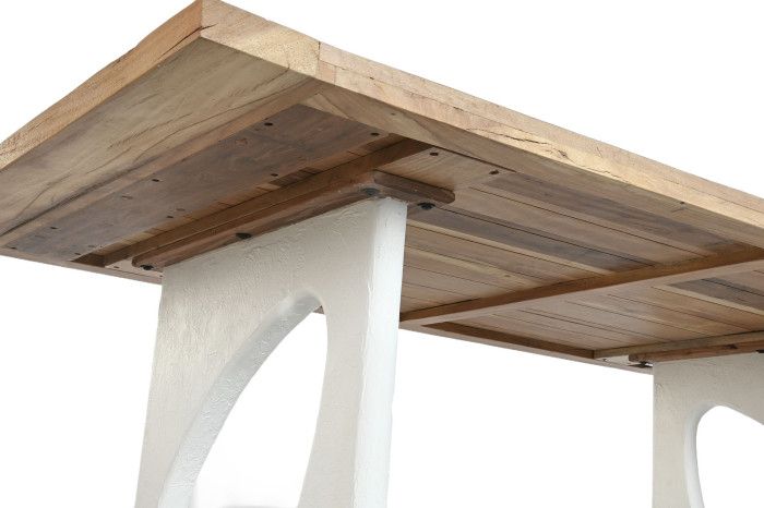 Mesa Comedor Madera Reciclada Mango Blanco Metal, 200'5 Cm