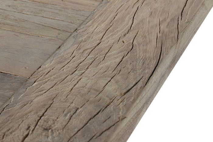 Mesa Comedor Madera Reciclada Mango Blanco Metal, 200'5 Cm