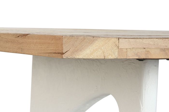 Mesa Comedor Madera Reciclada Mango Blanco Metal, 200'5 Cm