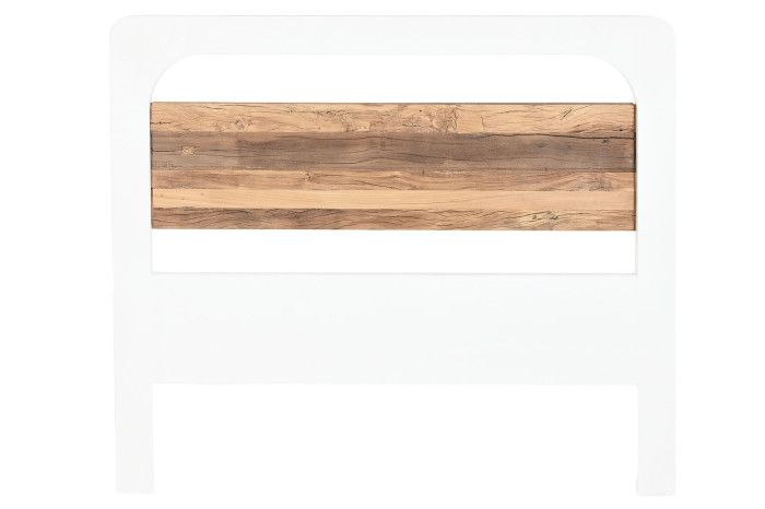 Cabecero de cama nórdico en madera de mango reciclada blanco y natural.