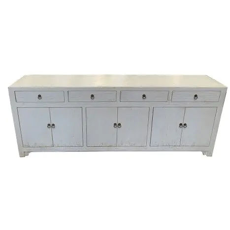 Aparador Madera Olmo Macizo Gris, 215 Cm