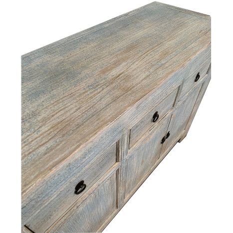 Aparador 6 Puertas 6 Cajones Madera Olmo Macizo, 220 Cm