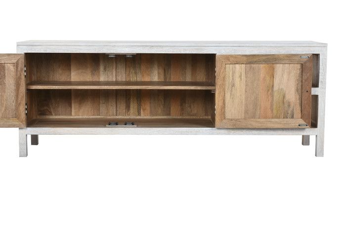 Mueble TV Rústico Madera Mango Blanco, 160 Cm