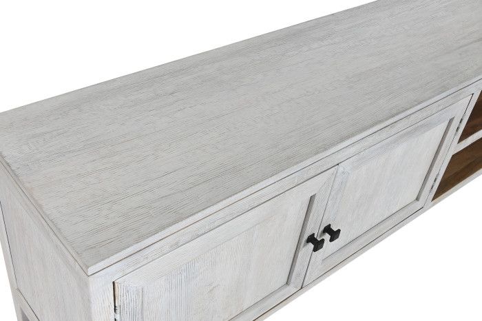Mueble TV Rústico Madera Mango Blanco, 160 Cm