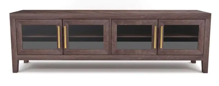 Mueble TV 4 Puertas Cristal Madera Mango, 180 Cm