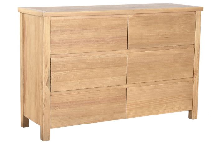 Cómoda nórdica en madera de pino natural con 6 cajones.