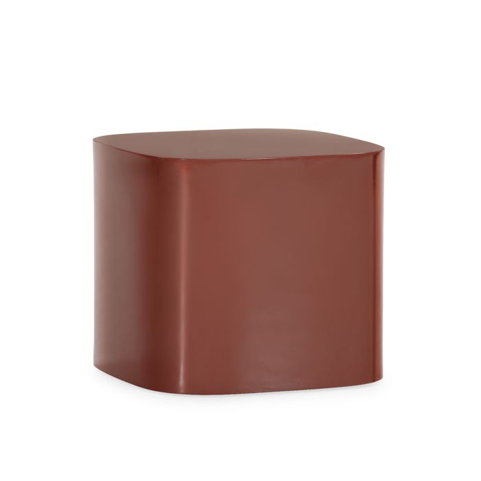 Mesa auxiliar en polvo de piedra y resina de color terracota brillante 45 cm