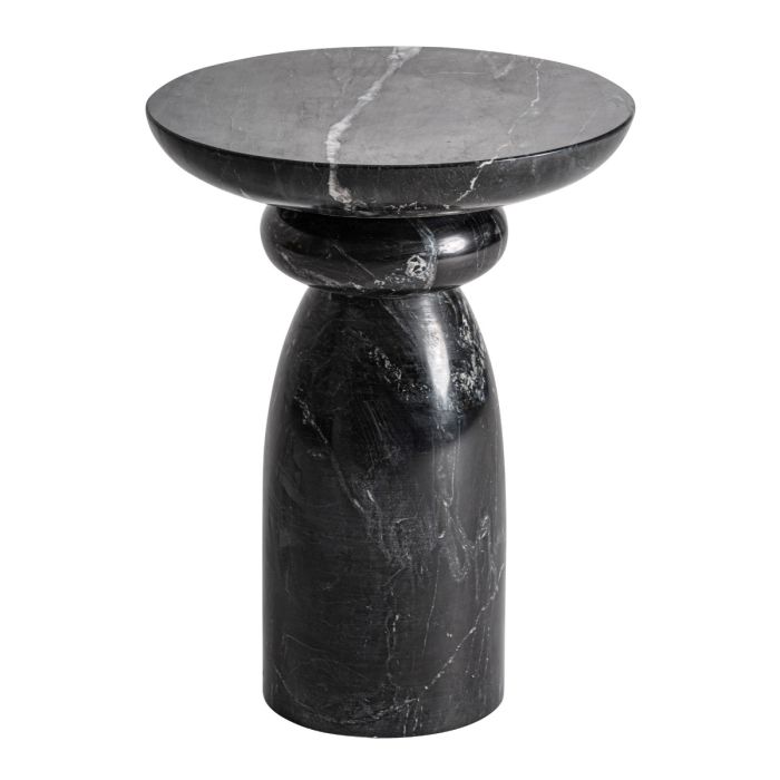 Mesa auxiliar en mármol negro.