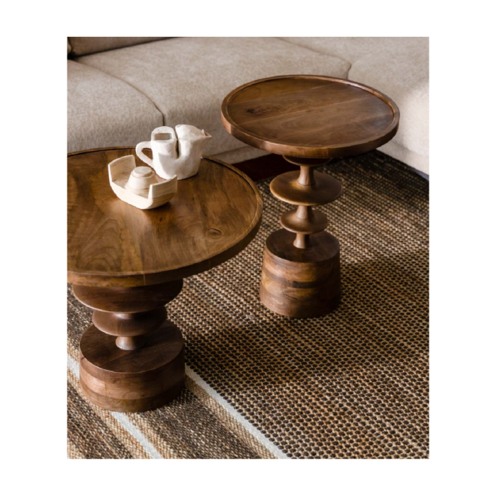 Mesa Auxiliar Madera Mango color Nogal, 58 Cm
