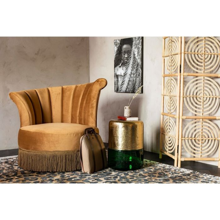 Mesa Auxiliar Mid Century Vidrio Verde, 35 Cm