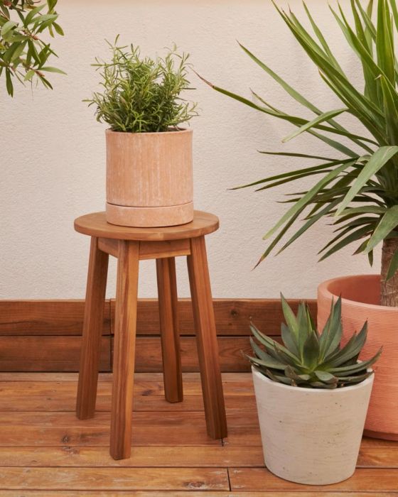Mesa auxiliar de exterior en madera de acacia natural 31 cm