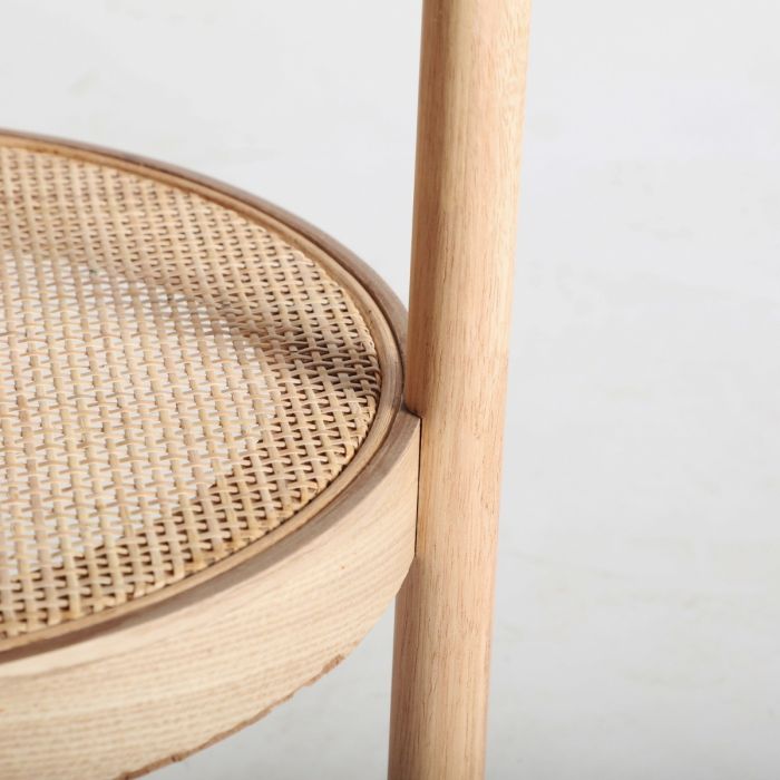 Mesa Auxiliar Madera Fresno Ratán Natural, 45 Cm